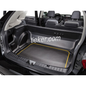 Kofferraumwanne inklusive Ladekantenschutz - die Anti-Rutsch-Matte kann über die Stoßstange gelegt werden - kein Verrutschen durch Clip-Fixierung