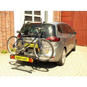 Fahrradträger Zafira Tourer ohne AHK - Beispielfoto (Montagekit + Trägersystem Tieflader + FirstClass Schienen)