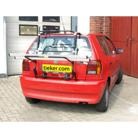 Paulchen Heckfahrradträger - VW Polo III Typ 6N1 ab 04/1997-10/1999 -  Trägersystem Mittellader - Schienensystem Economy Class - Montage am Kofferraum ohne Bohren