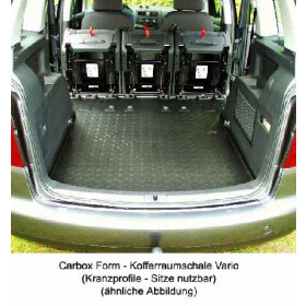 Ford Galaxy WGR Kofferraummatte - 3. Sitzreihe hochgestellt -  Kofferraumwanne hoher Rand - Carbox Gepäckraumwanne