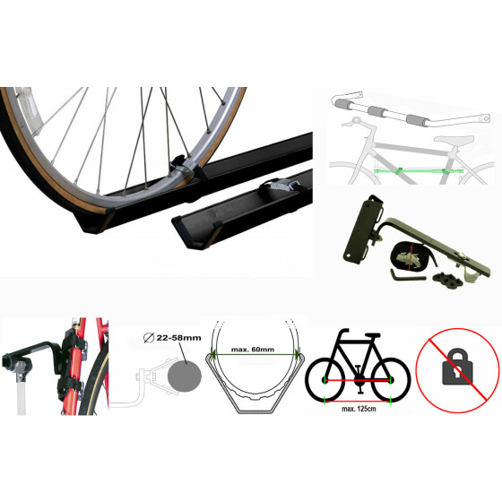 Heckträger Paulchen - Economy Class Artikelnummer: 1020 - 2 Fahrradschienen für das erste und zweite Fahrrad - Befestigung der Fahrradrahmen mit Spanngurten