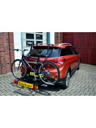 Fahrradträger Paulchen Heckträger Hyundai i20 Active Facelift Beispielfoto (Montagekit + Fahrradtransport-System Tieflader + FirstClass Schienen)
