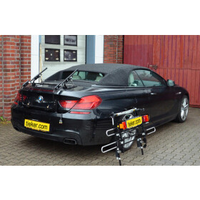Fahrradhecktraeger BMW 6er Cabrio Typ F12 - ohne AH - Tieflader Schienensytem kann leicht abgenommen - Kofferraumklappe kann geöffnet werden