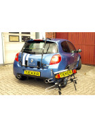 Fahrradheckträger Renault Clio IV RS - Tiefalder - Schienen können abgenommen werden - Kofferraum kann geöffnet werden - unbeladen