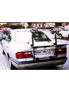 Paulchen Heckträger - Nissan Primera ab -09/1996 - mit optionalen Trägersystem, Schienensystem und Zubehör