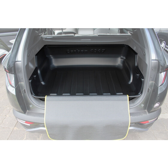 Kofferraumwanne hoher Rand - Hyundai Tucson IV NX NX4 - Gepäckraumwanne passgenau abwaschbar geruchslos Anti-Rutsch Matte inklusive