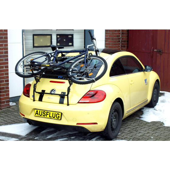 Heckträger VW Beetle 21st Century - Mittellader - Schienen sind ohne Fahrräder anklappbar
