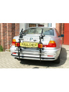 Paulchen Veloträger - BMW 3er Coupe E46  ab 04/1999- - Trägersystem Tieflader - Schienensystem First Class - Schienen sind anklappbar (unbeladen)